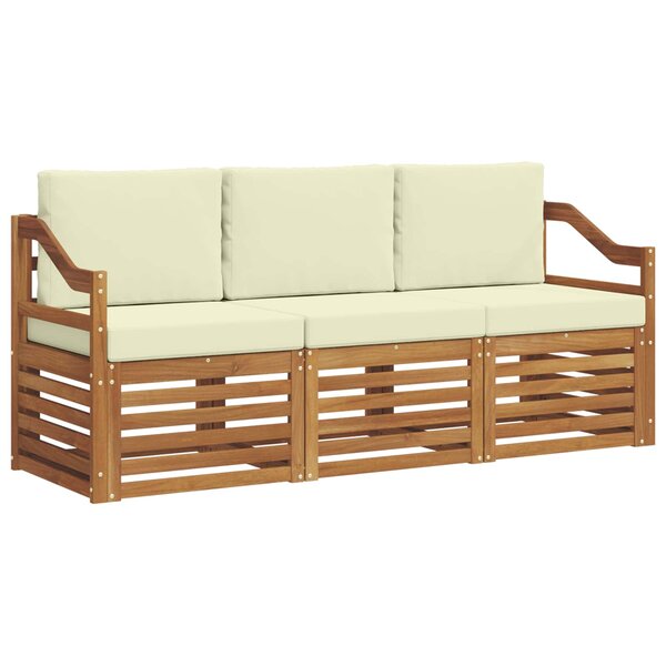 vidaXL Ensembles de canapés 3 pc Naturel et Crème Bois d'Acacia Massif