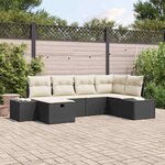 vidaXL Set de canapé de jardin 6 pièces avec coussins en rotin noir