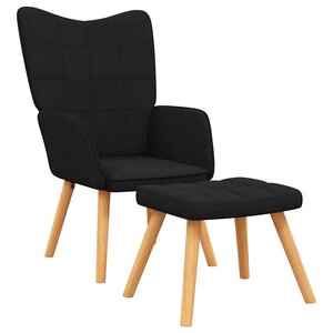vidaXL Chaise de relaxation avec tabouret Noir Tissu