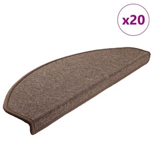 vidaXL Tapis d'escalier 20 pièces 65 x 24 x 4 cm Marron café Demi-rond Grand