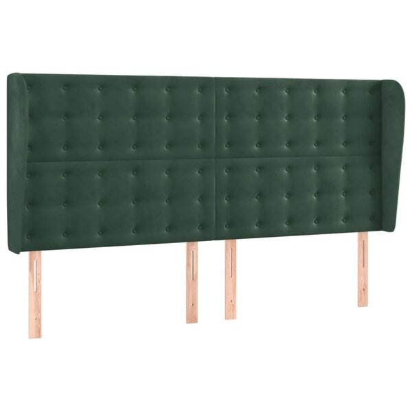 vidaXL Tête de lit avec oreilles Vert foncé 203x23x118/128 cm Velours