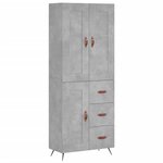 vidaXL Buffet haut Gris béton 69 5x34x180 cm Bois d'ingénierie