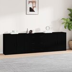 vidaXL Buffets 3 Pièces noir bois d'ingénierie