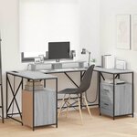 vidaXL Bureau Sonoma gris 182 x 101 x 87.5 cm Bois d'ingénierie