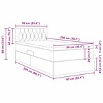 vidaXL Lit de rangement LED avec matelas Crème 90 x 200 cm Tissu