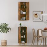 Vidaxl buffet haut chêne fumé 34 5x34x180 cm bois d'ingénierie