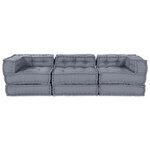 vidaXL Unité de canapé modulaire 3 Pièces Gris Tissu