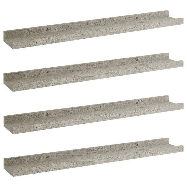 vidaXL Étagères murales 4 Pièces Gris béton 60x9x3 cm