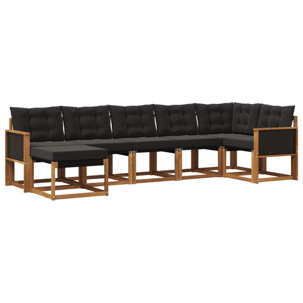 vidaXL Ensemble de canapés d'extérieur 7 pc Naturel et noir