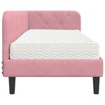 vidaXL Cadre de lit d'angle avec matelas Rose 80 x 200 cm Velours