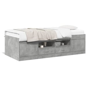 vidaXL Lit de jour avec tiroirs sans matelas gris béton 90x200 cm