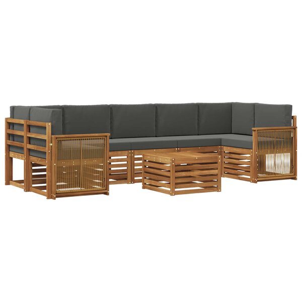 vidaXL Ensemble de canapés d'extérieur 8 pc Naturel et Anthracite