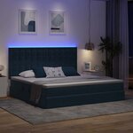 vidaXL Lit avec rangement et LED Bleu foncé 200 x 200 cm Velours