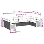 vidaXL Salon de jardin 10 Pièces avec coussins noir résine tressée