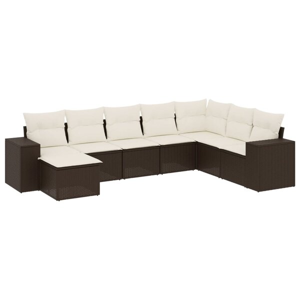 vidaXL Salon de jardin 8 Pièces avec coussins marron résine tressée