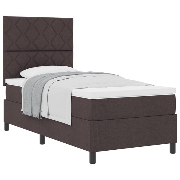 vidaXL Lit à ressorts avec tête de lit Marron foncé 100 x 200 cm tissu