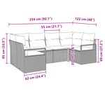Ensemble de canapé de jardin de 6 pièces avec coussins noir en poly rotin