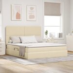 vidaXL Lit de rangement LED avec matelas Crème 160 x 200 cm Tissu