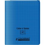 Cahier 96 pages seyès 90 g avec couverture polypropylène bleu 3 rabats  format 17 x 22 cm CONQUERANT