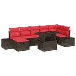vidaXL Ensemble de canapé de jardin 8 Pièces Marron polyrotin