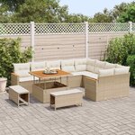 vidaXL Ensemble de canapé de jardin 12 Pièces Beige Poly rotin
