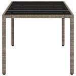 vidaXL Table de jardin dessus en verre gris clair résine tressée