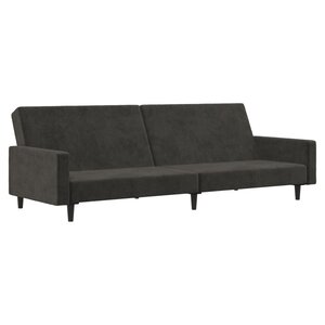 vidaXL Canapé-lit à 2 places gris foncé velours