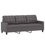 vidaXL Canapé 3 places avec oreillers décoratifs gris 180cm similicuir