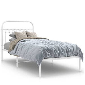 vidaXL Cadre de lit métal sans matelas avec tête de lit blanc 90x190cm