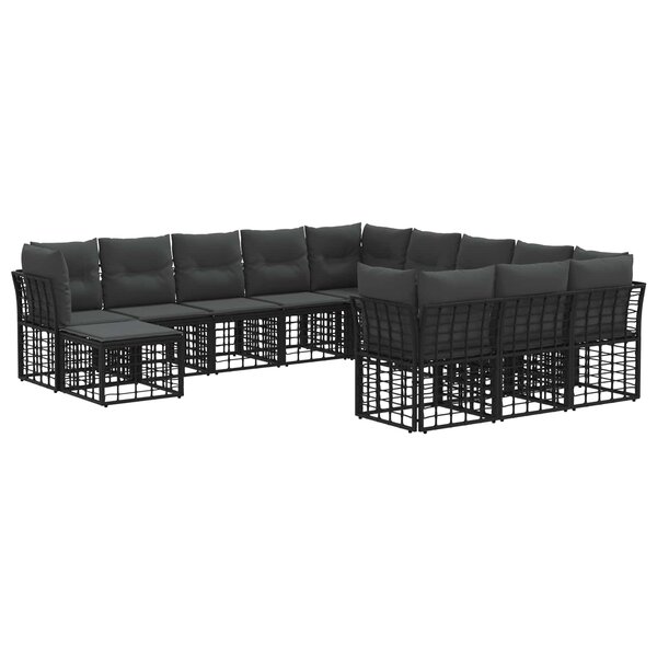 vidaXL Ensemble de canapés d'extérieur 12 Pièces Noir et Gris foncé