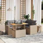 vidaXL Salon de jardin avec coussins 5 Pièces beige résine tressée