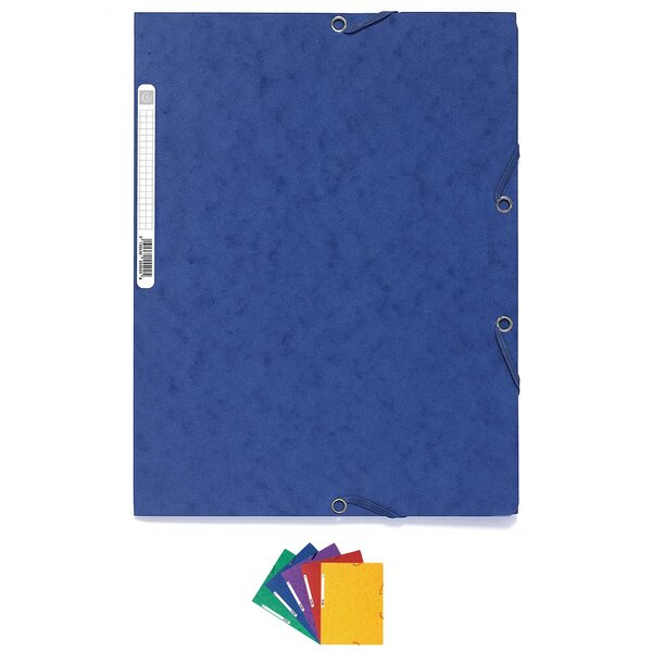 Chemise 3 rabats à élastiques carte lustrée 400g/m² A4 Coloris aléatoire x 50 EXACOMPTA