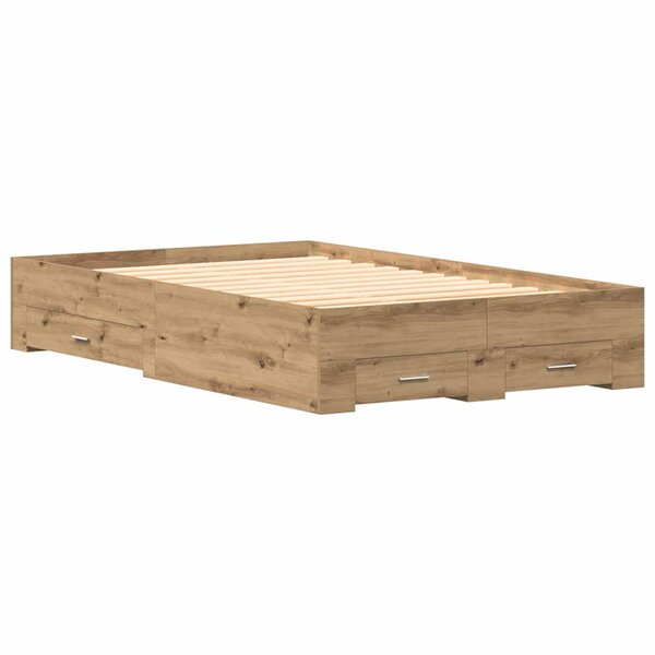 vidaXL Cadre de lit avec tiroirs chêne artisan 120x200 cm en bois d'ingénierie