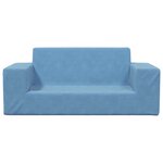 vidaXL Canapé pour enfants à 2 places Bleu Peluche douce