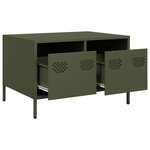 vidaXL Meuble TV vert olive 68x50x43 5 cm acier laminé à froid