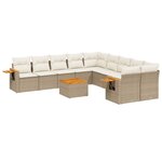 vidaXL Salon de jardin 11 Pièces avec coussins beige résine tressée
