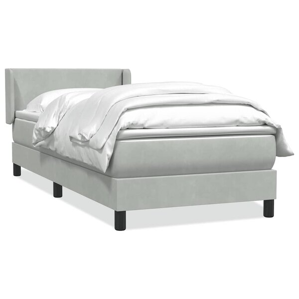 vidaXL Sommier à lattes de lit et matelas gris clair 90x220 cm velours