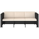 vidaXL Salon de jardin 4 Pièces avec coussins Résine tressée Noir