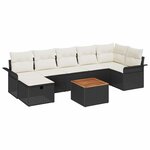 vidaXL Ensemble de canapé de jardin 8 Pièces Noir polyrotin