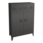 Casier de bureau armoire meuble de rangement pour bureau atelier chambre acier de bureau métallique à 2 portes 110 x 75 x 33 cm noir mat 03_0006335