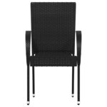 vidaXL Chaises empilables d'extérieur lot de 2 Résine tressée Noir