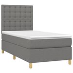 vidaXL Sommier à lattes de lit et matelas et LED Gris foncé 90x190 cm