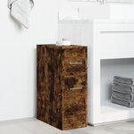 vidaXL Armoire de salle de bain étroite avec roulettes chêne fumé