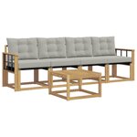 vidaXL Ensemble de canapés d'extérieur 5 Pièces Blanc et gris clair