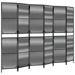 vidaXL Cloison de séparation 6 panneaux noir résine tressée