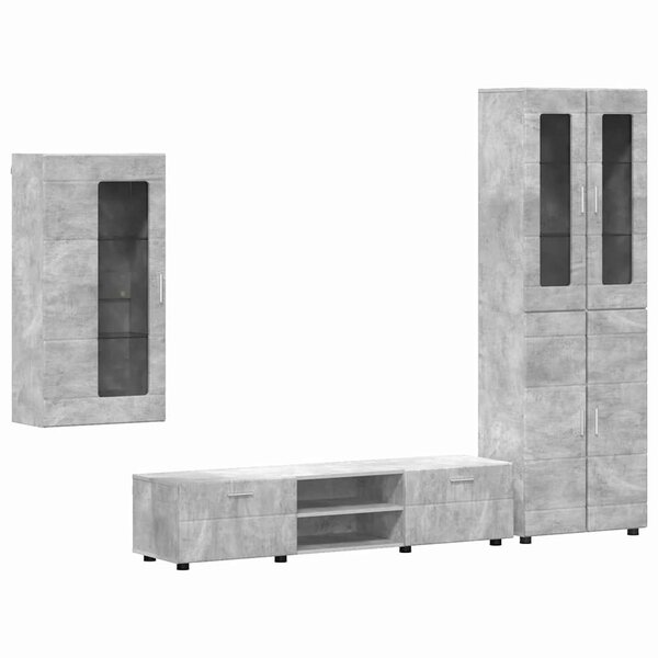 vidaXL Ensemble meuble TV FLORIN Gris béton Bois d'ingénierie