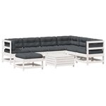 vidaXL Salon de jardin avec coussins 8 Pièces blanc bois de pin massif