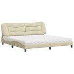 vidaXL Lit avec matelas Hvar crème 200x200 cm tissu