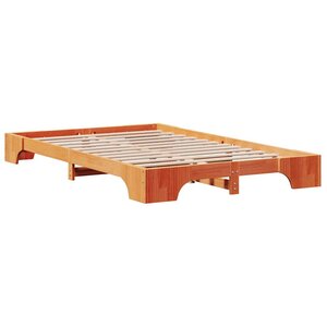 vidaXL Cadre de lit Marron cire 135 x 190 cm Bois massif en pin