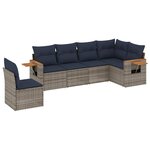 vidaXL Salon de jardin 6 Pièces avec coussins gris résine tressée